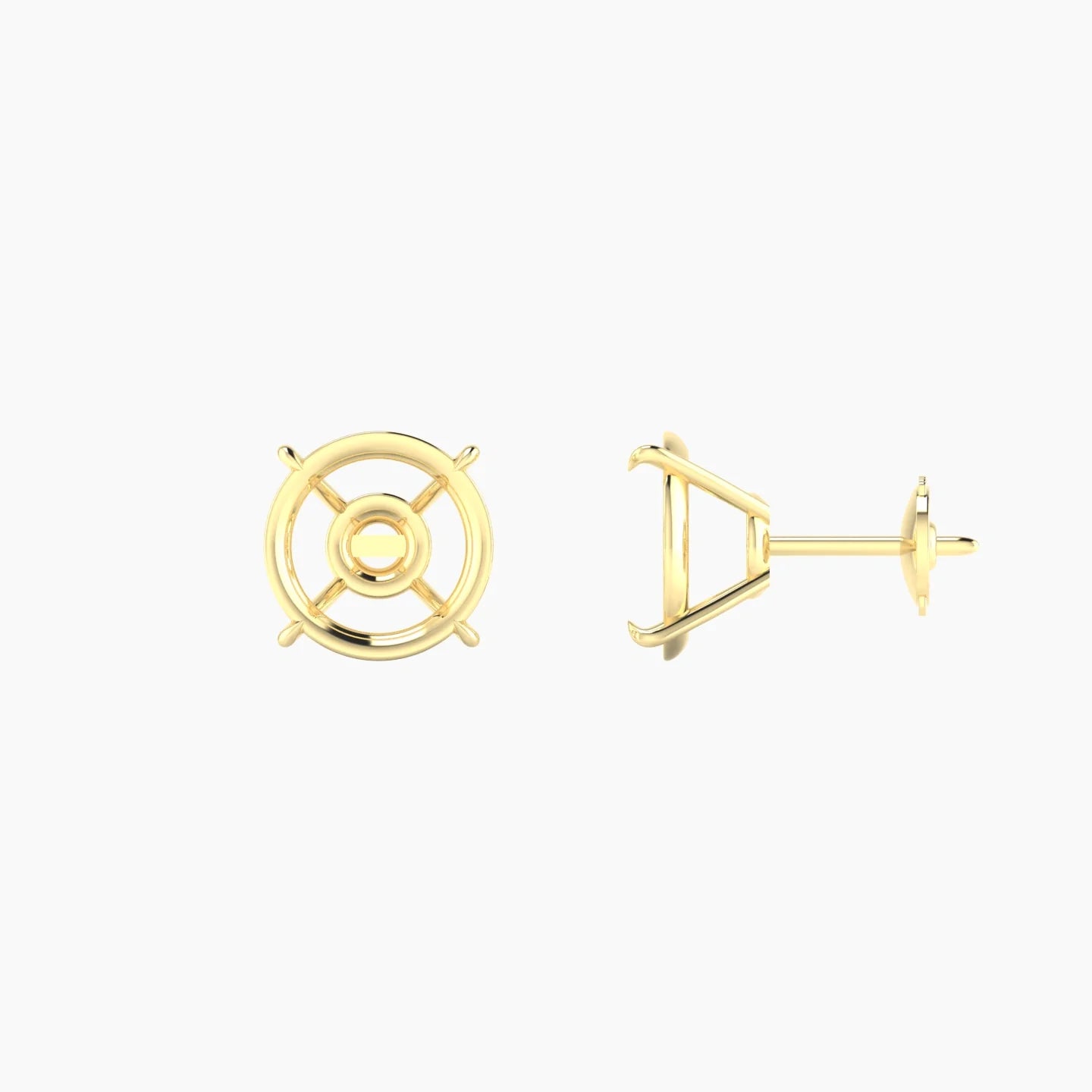 Solitaire | 18k Yellow Gold 3-4.99 ct Round Cut Earring Settings