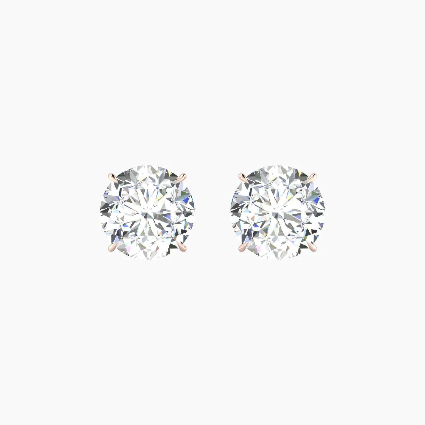 Solitaire | 18k Rose Gold 3 ct Lab Diamond Round Cut Earrings