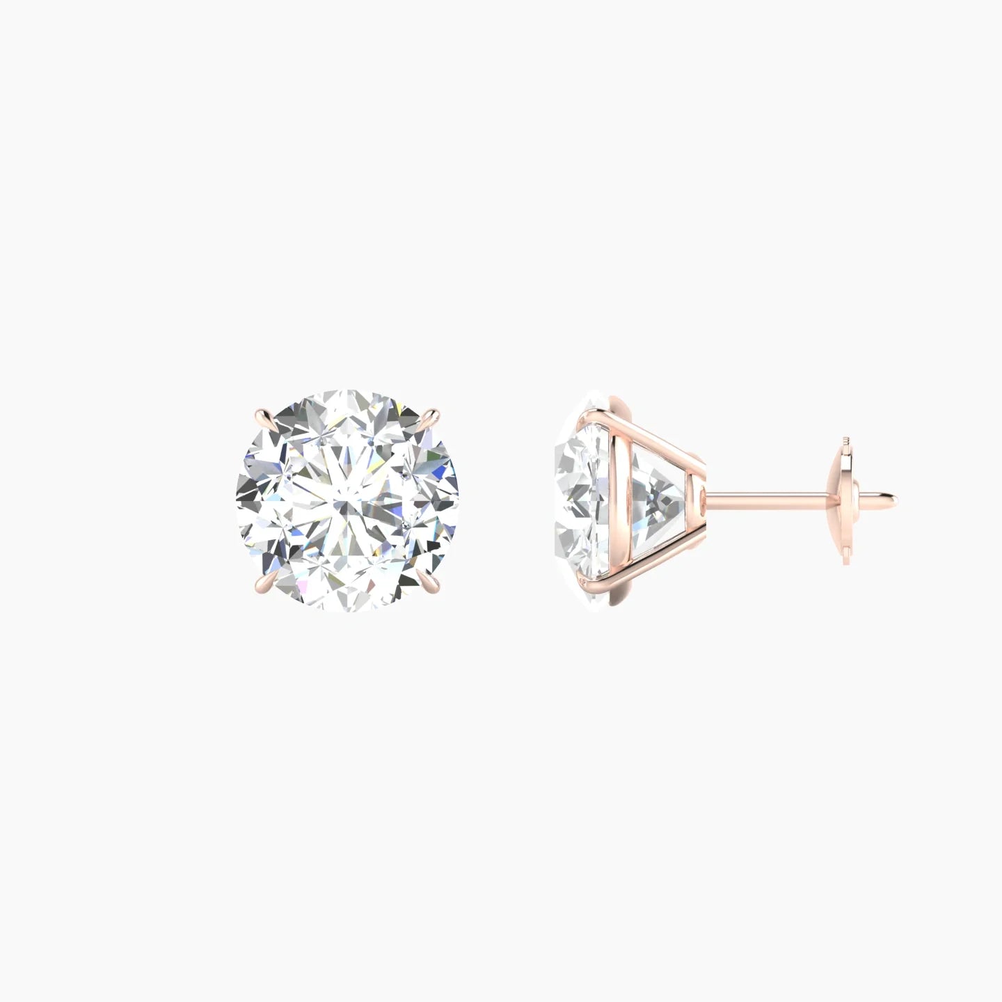 Solitaire | 18k Rose Gold 3 ct Lab Diamond Round Cut Earrings