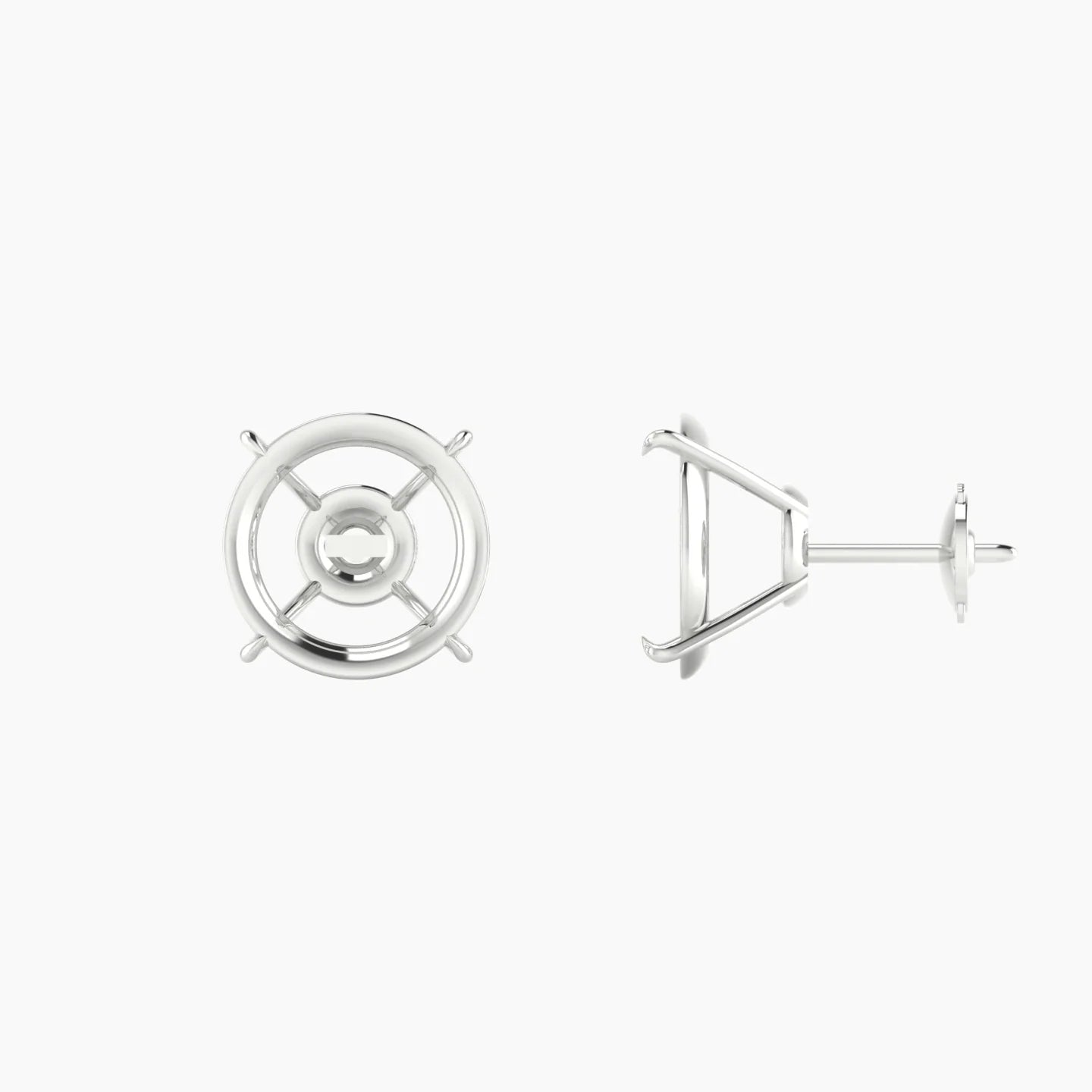 Solitaire | 18k White Gold 5-7.99 ct Round Cut Earring Settings