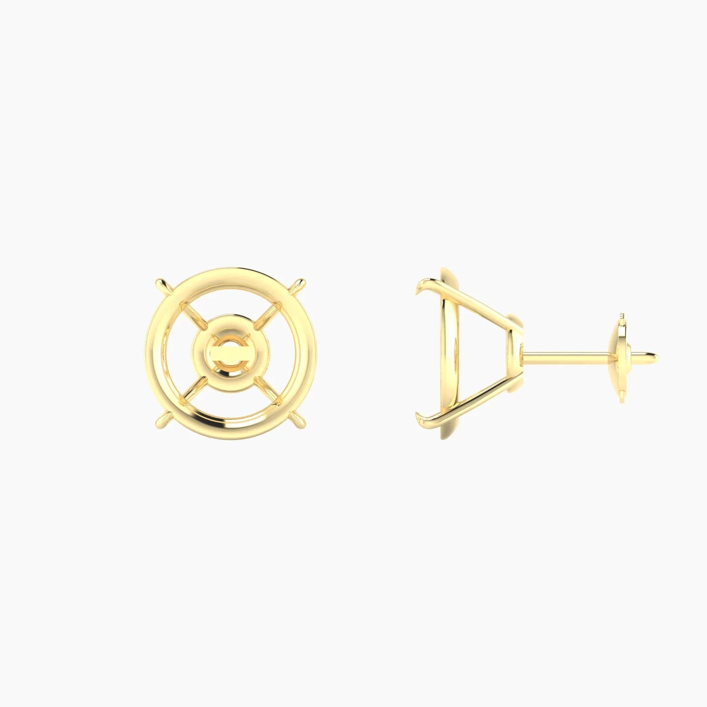 Solitaire | 18k Yellow Gold 5-7.99 ct Round Cut Earring Settings