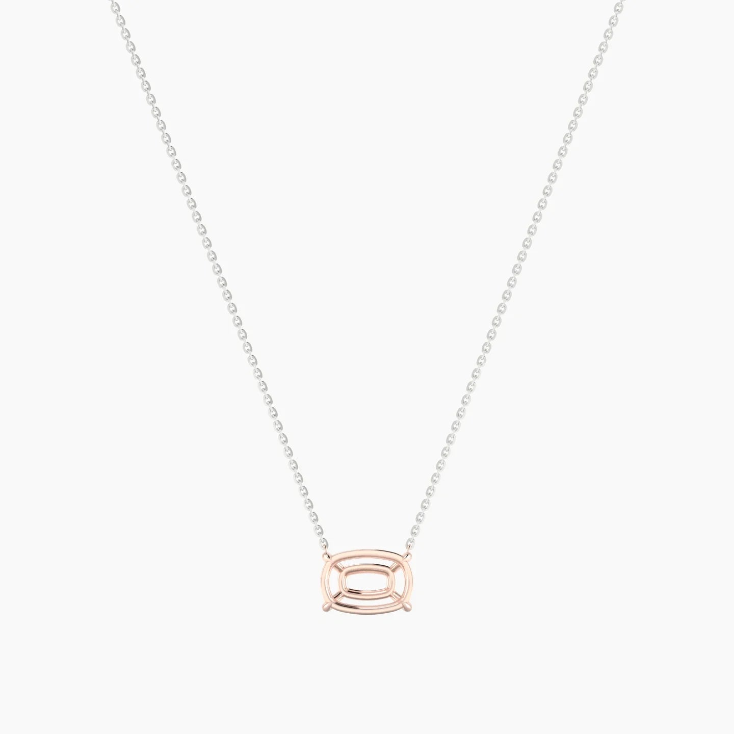 Solitaire | 18k White & Rose Gold 3-4.99 ct Cushion Cut Pendant Setting