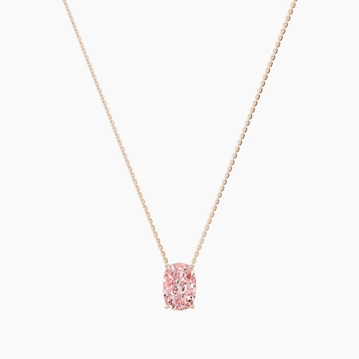 Solitaire | 18k Rose Gold 3 ct Pink Lab Diamond Cushion Pendant