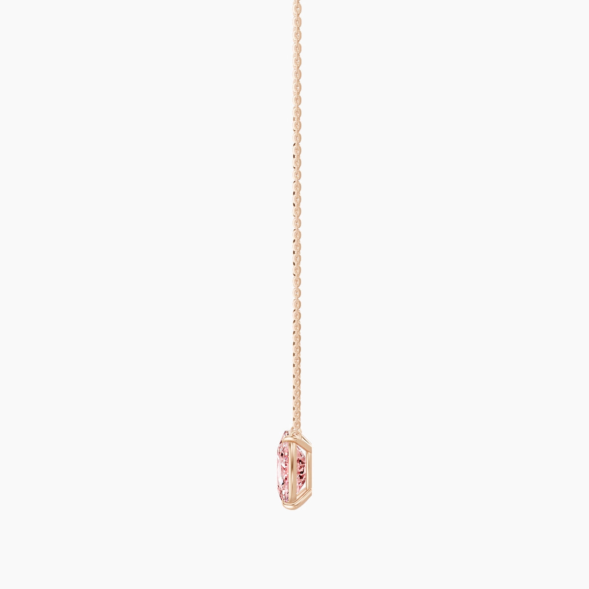 Solitaire | 18k Rose Gold 3 ct Pink Lab Diamond Cushion Pendant