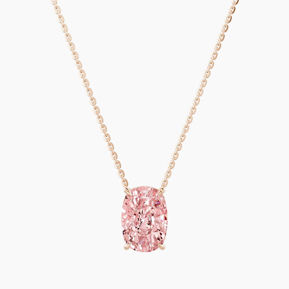 Solitaire | 18k Rose Gold 3 ct Pink Lab Diamond Cushion Pendant