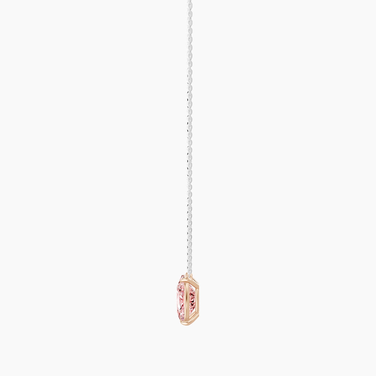 Solitaire | 18k White & Rose Gold 3 ct Pink Lab Diamond Cushion Pendant