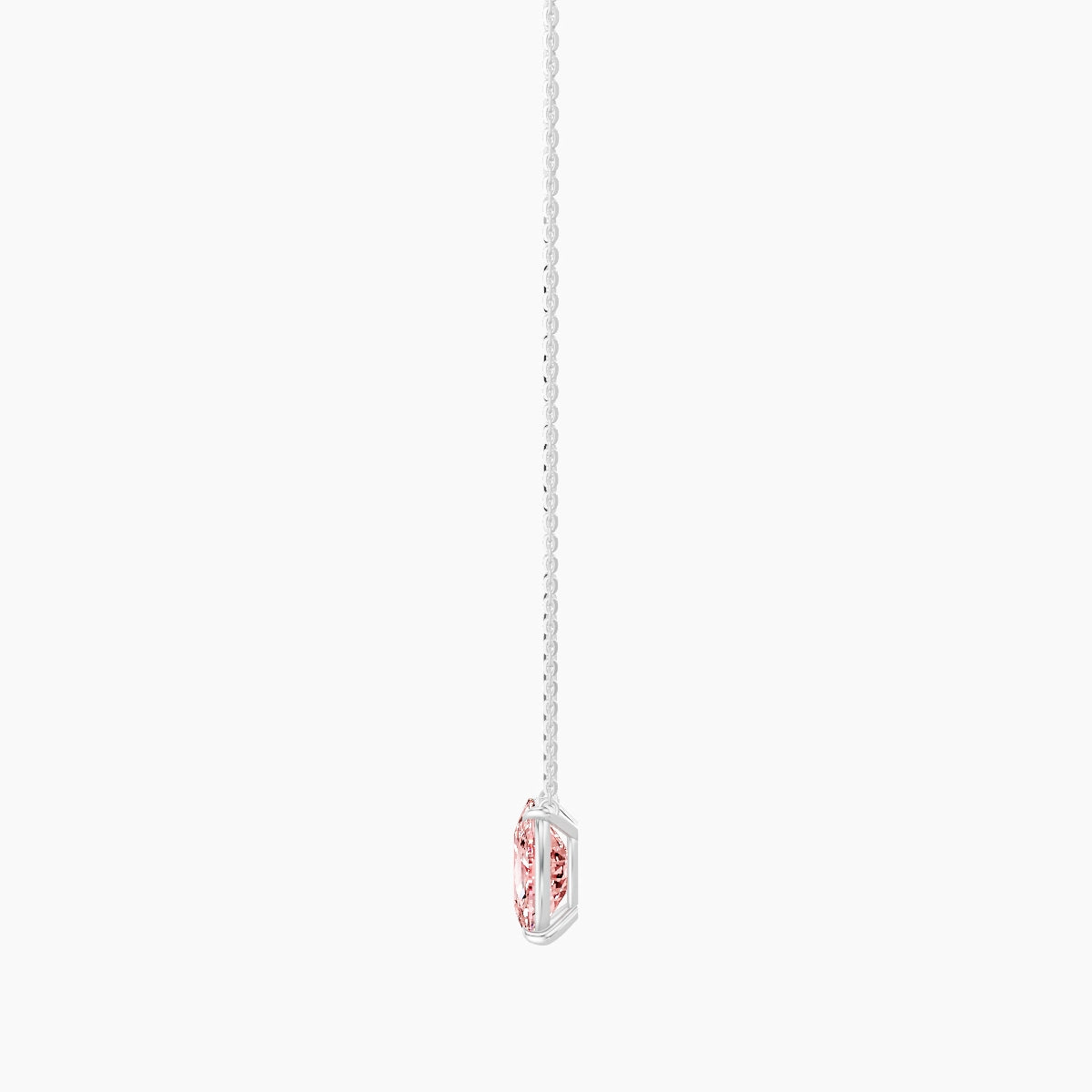Solitaire | 18k White Gold 3 ct Pink Lab Diamond Cushion Pendant