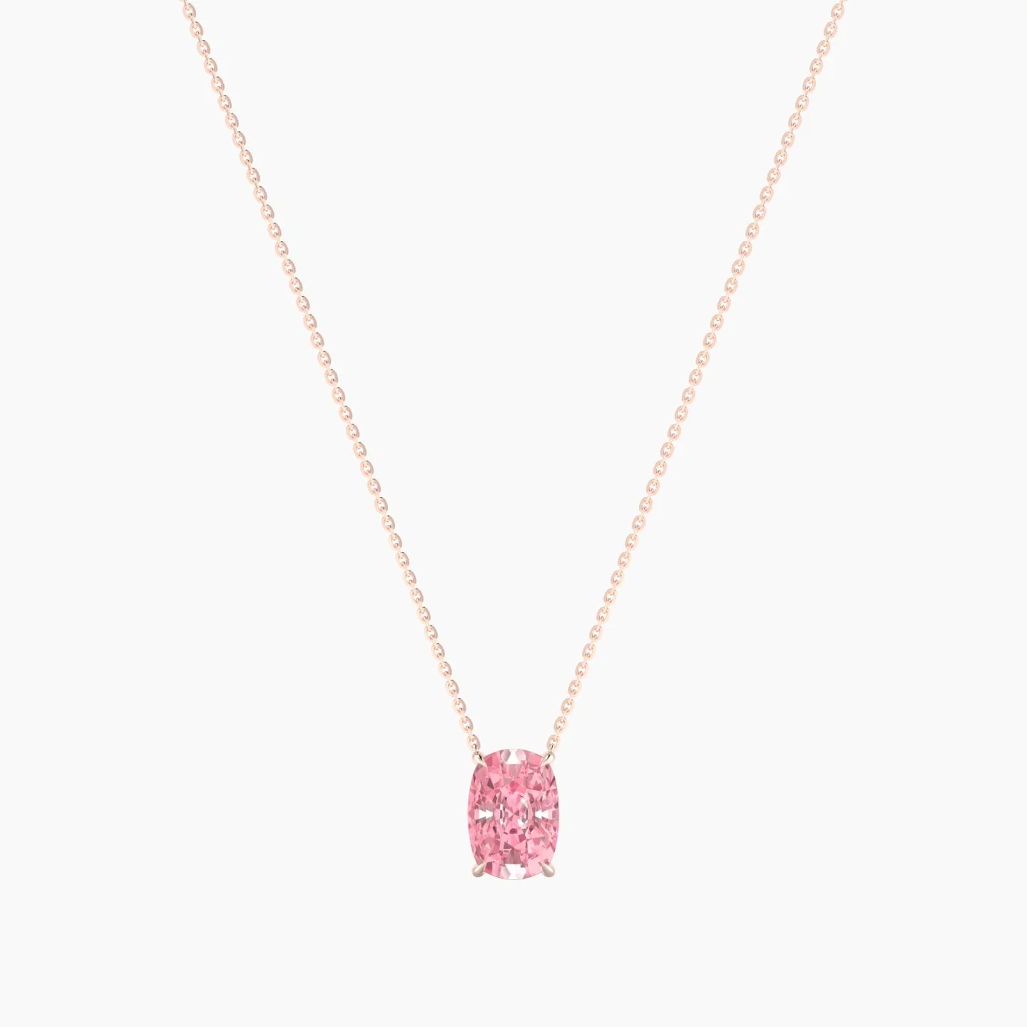 Solitaire | 18k Rose Gold 3 ct Pink Lab Diamond Cushion Cut Pendant