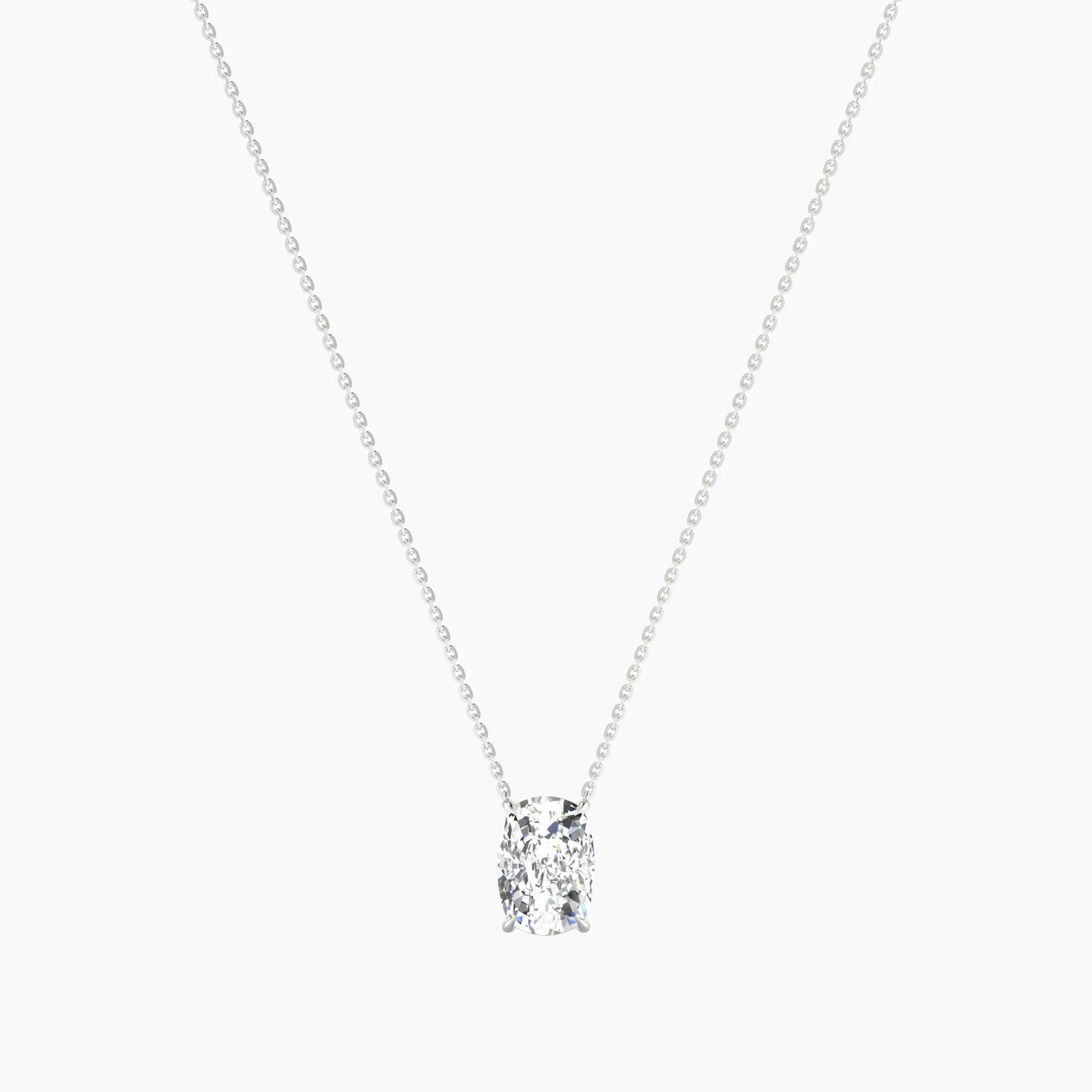 Solitaire | 18k White Gold 3 ct Lab Diamond Cushion Cut Pendant