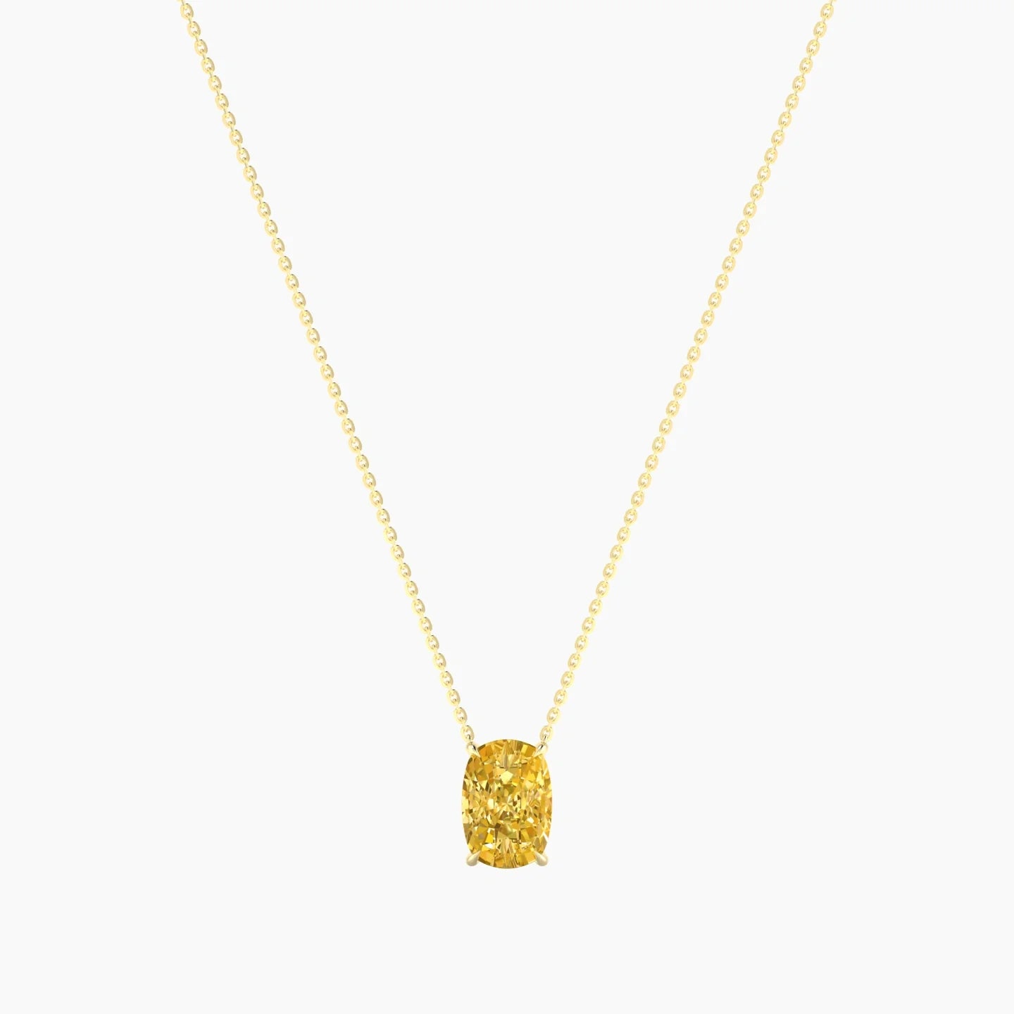Solitaire | 18k Yellow Gold 3 ct Yellow Lab Diamond Cushion Cut Pendant