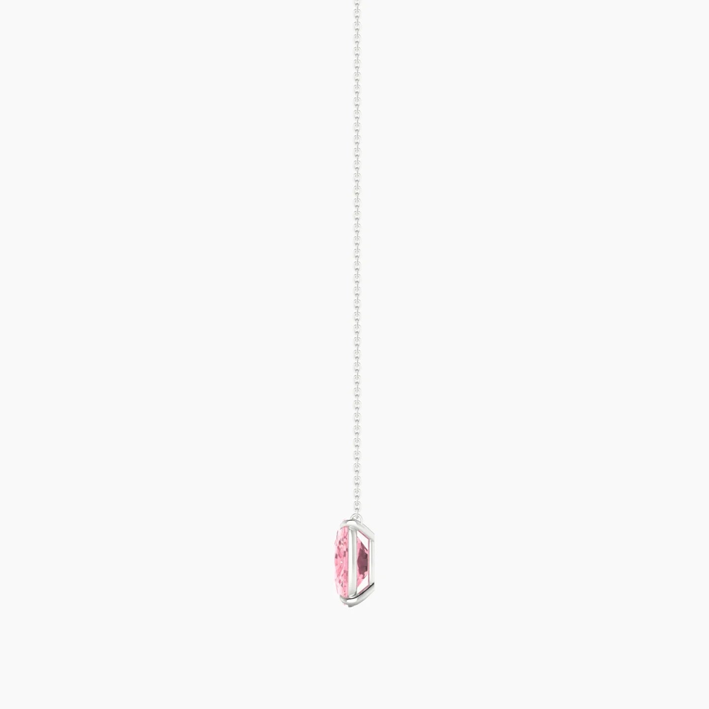 Solitaire | 18k White Gold 3 ct Pink Lab Diamond Cushion Cut Pendant