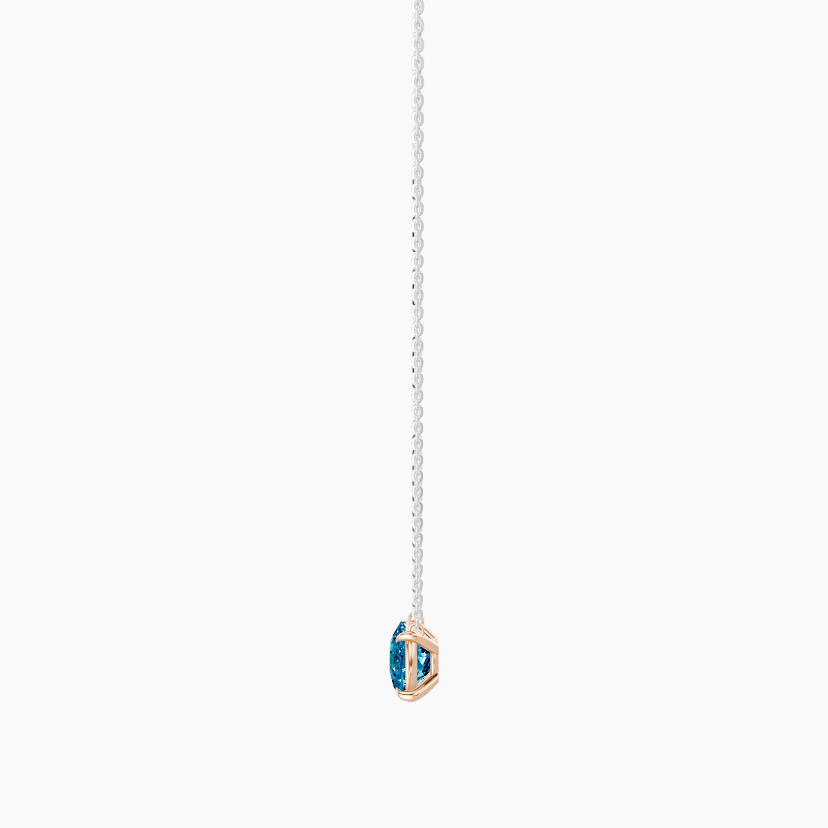 Solitaire | 18k White & Rose Gold 3 ct Blue Lab Diamond Cushion Pendant