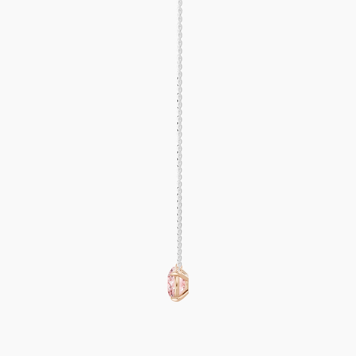 Solitaire | 18k White & Rose Gold 3 ct Pink Lab Diamond Cushion Pendant