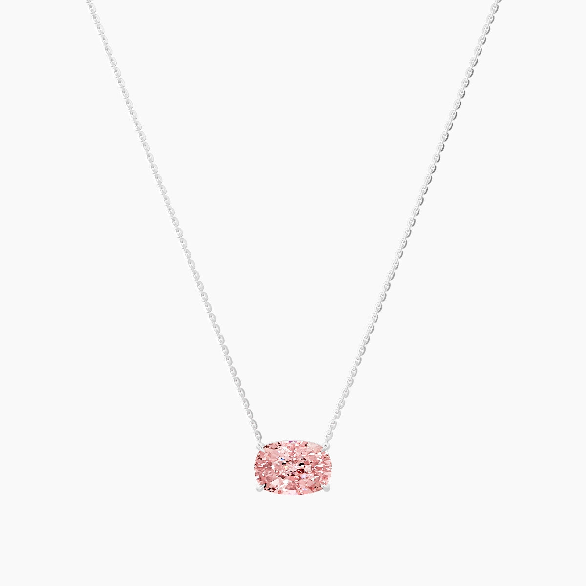 Solitaire | 18k White Gold 3 ct Pink Lab Diamond Cushion Pendant