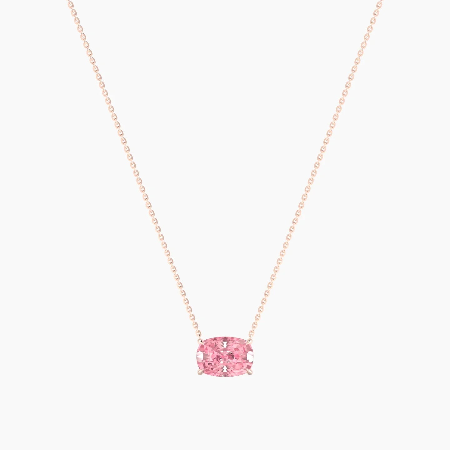 Solitaire | 18k Rose Gold 3 ct Pink Lab Diamond Cushion Cut Pendant