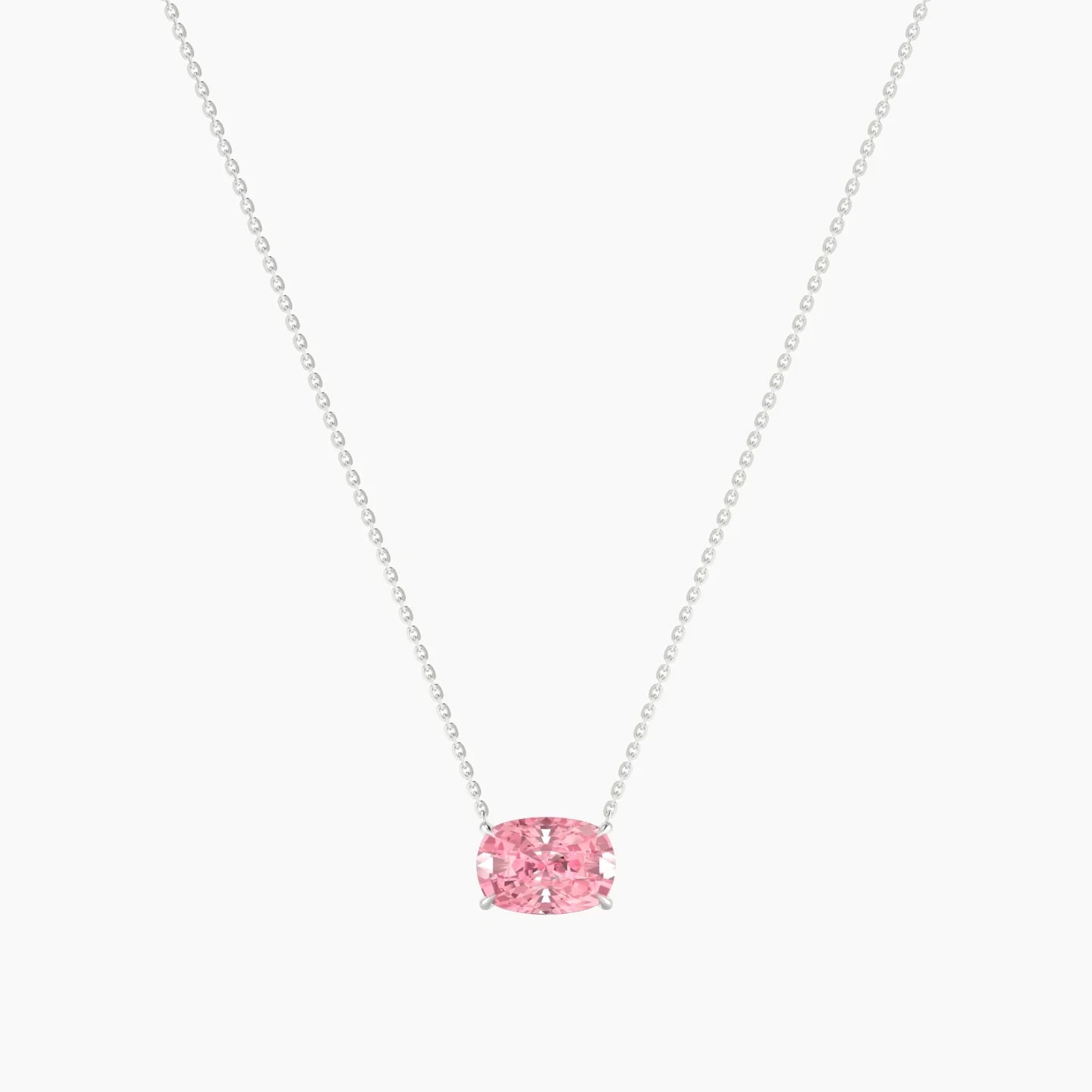 Solitaire | 18k White Gold 3 ct Pink Lab Diamond Cushion Cut Pendant