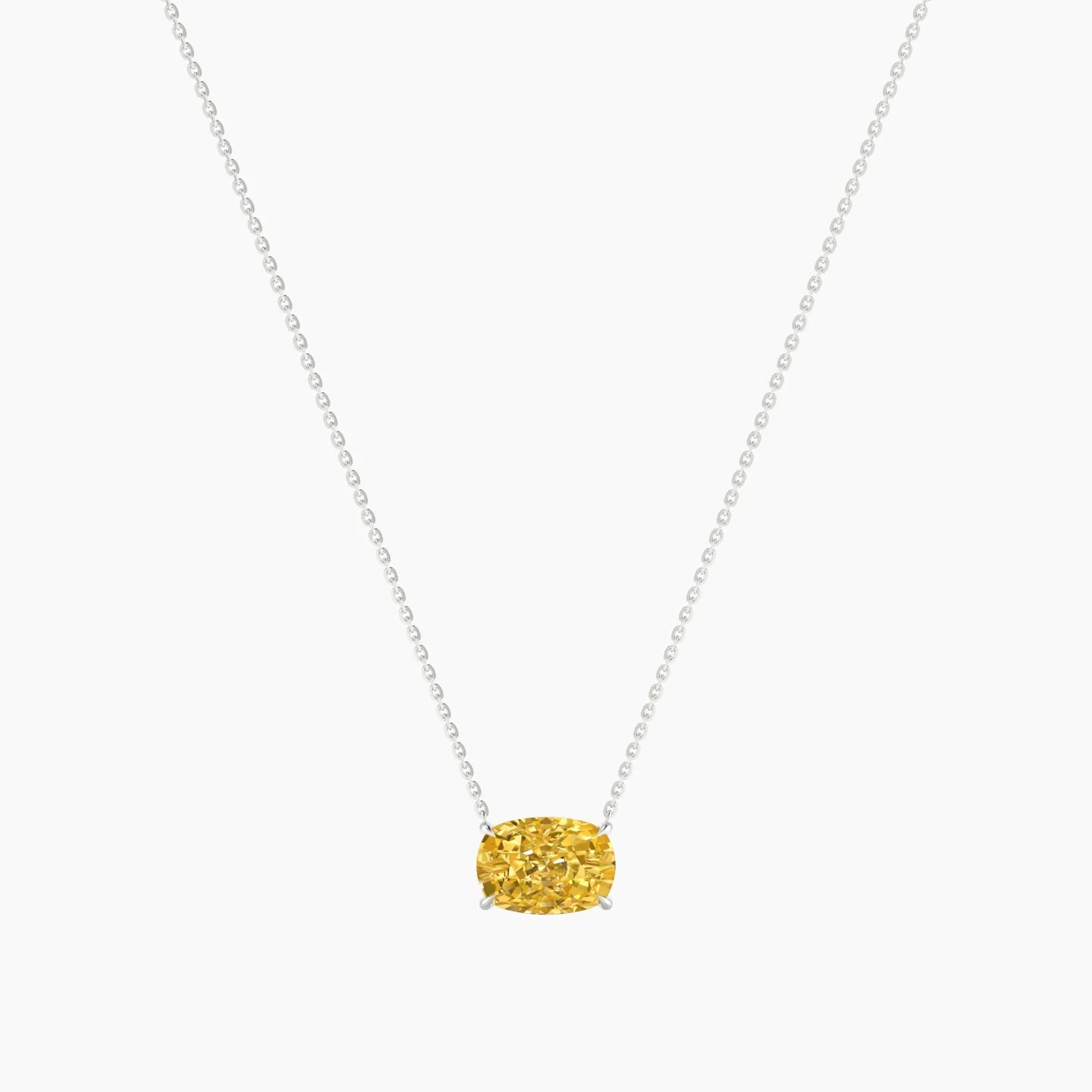 Solitaire | 18k White Gold 3 ct Yellow Lab Diamond Cushion Cut Pendant