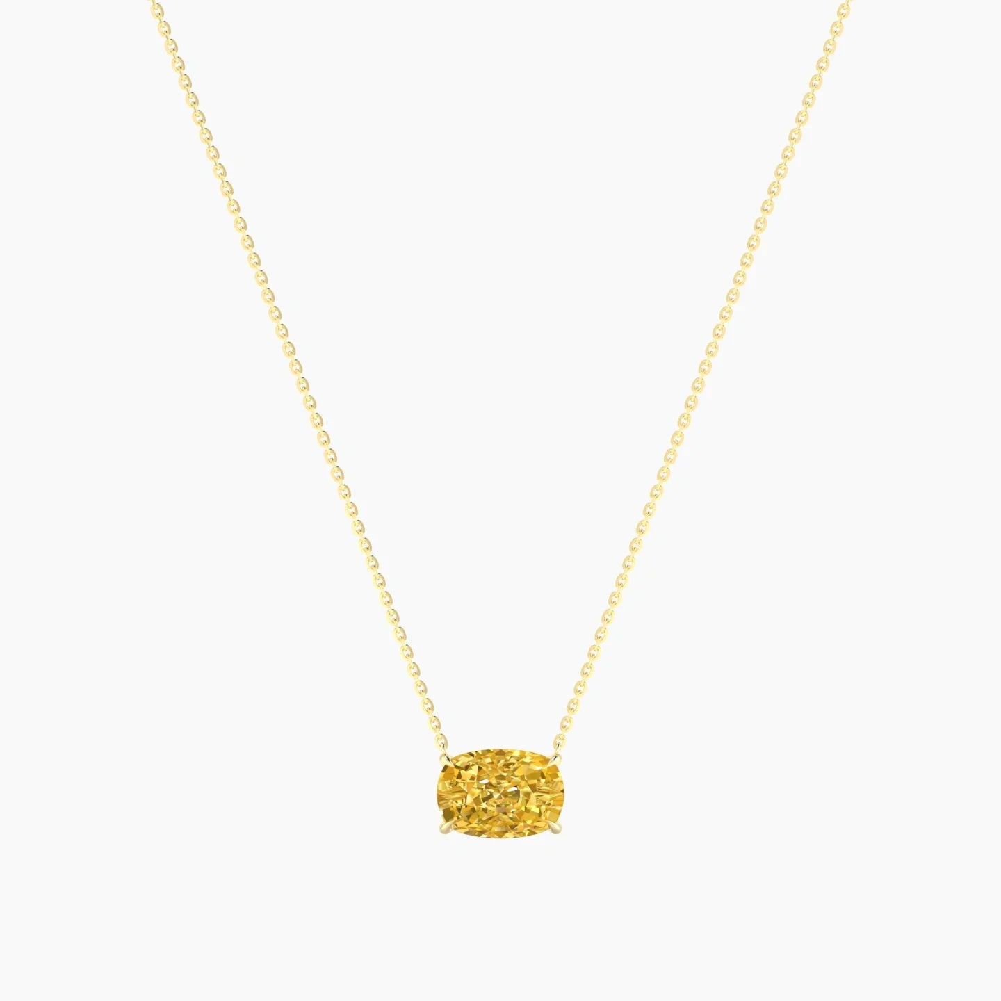Solitaire | 18k Yellow Gold 3 ct Yellow Lab Diamond Cushion Cut Pendant