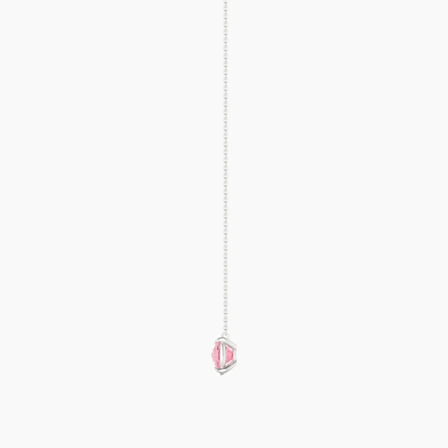 Solitaire | 18k White Gold 3 ct Pink Lab Diamond Cushion Cut Pendant
