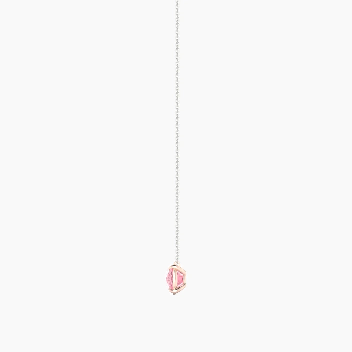 Solitaire | 18k White & Rose Gold 3 ct Pink Lab Diamond Cushion Cut Pendant