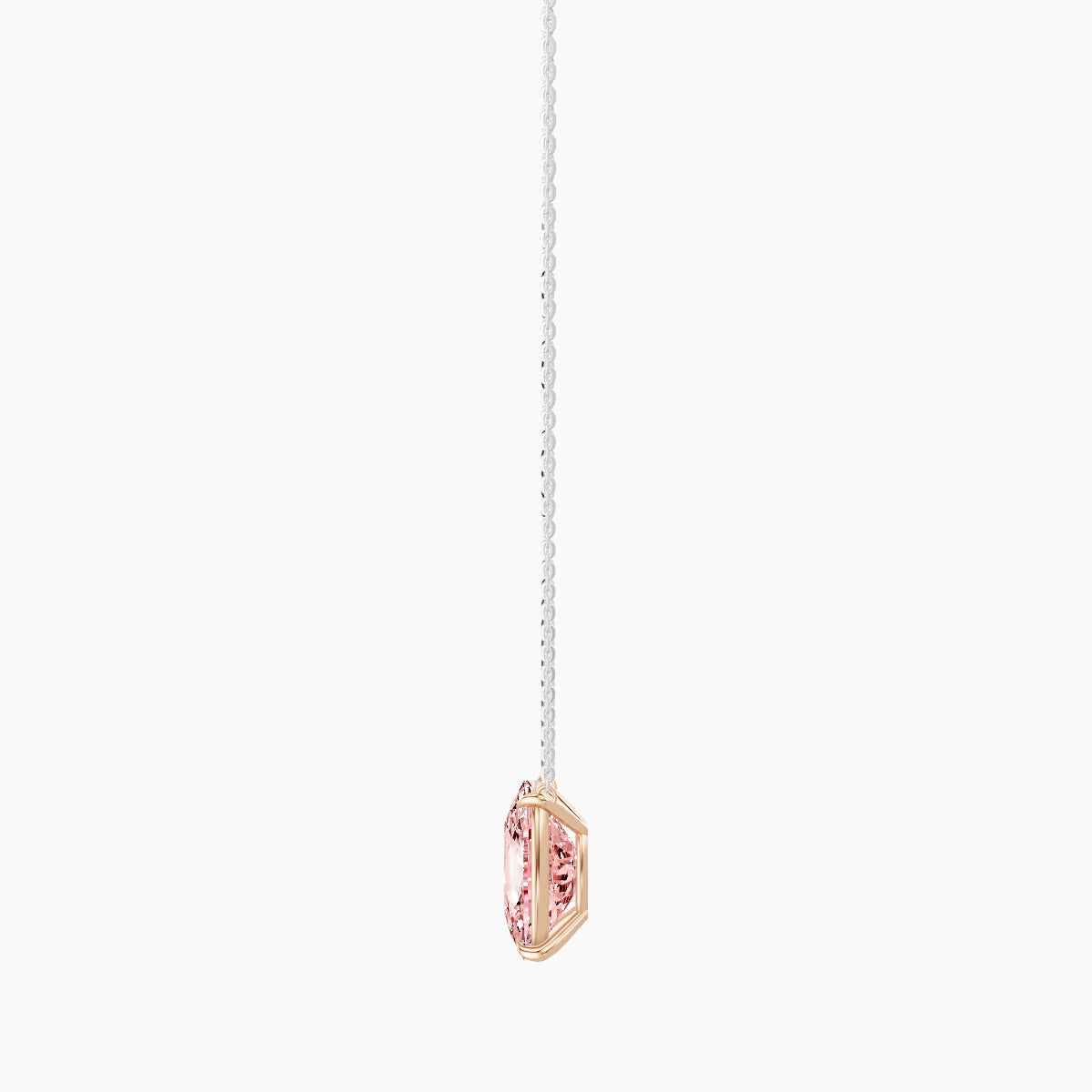 Solitaire | 18k White & Rose Gold 5 ct Pink Lab Diamond Cushion Pendant