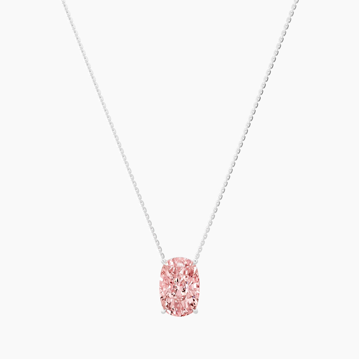 Solitaire | 18k White Gold 5 ct Pink Lab Diamond Cushion Pendant