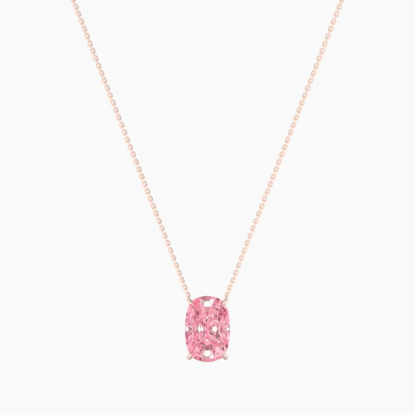Solitaire | 18k Rose Gold 5 ct Pink Lab Diamond Cushion Cut Pendant