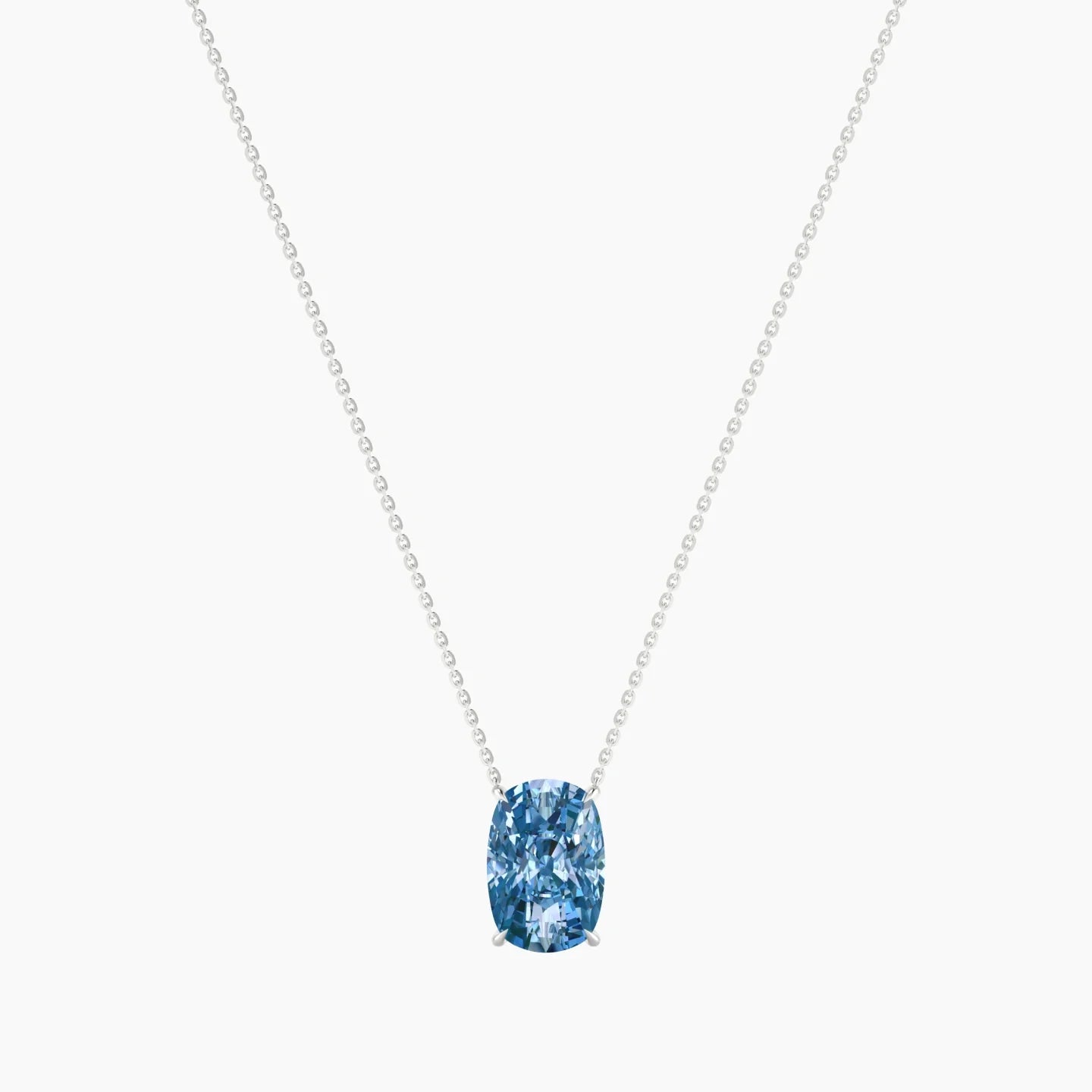 Solitaire | 18k White Gold 5 ct Blue Lab Diamond Cushion Cut Pendant