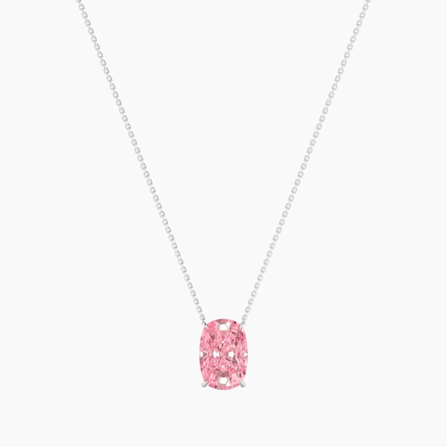 Solitaire | 18k White Gold 5 ct Pink Lab Diamond Cushion Cut Pendant