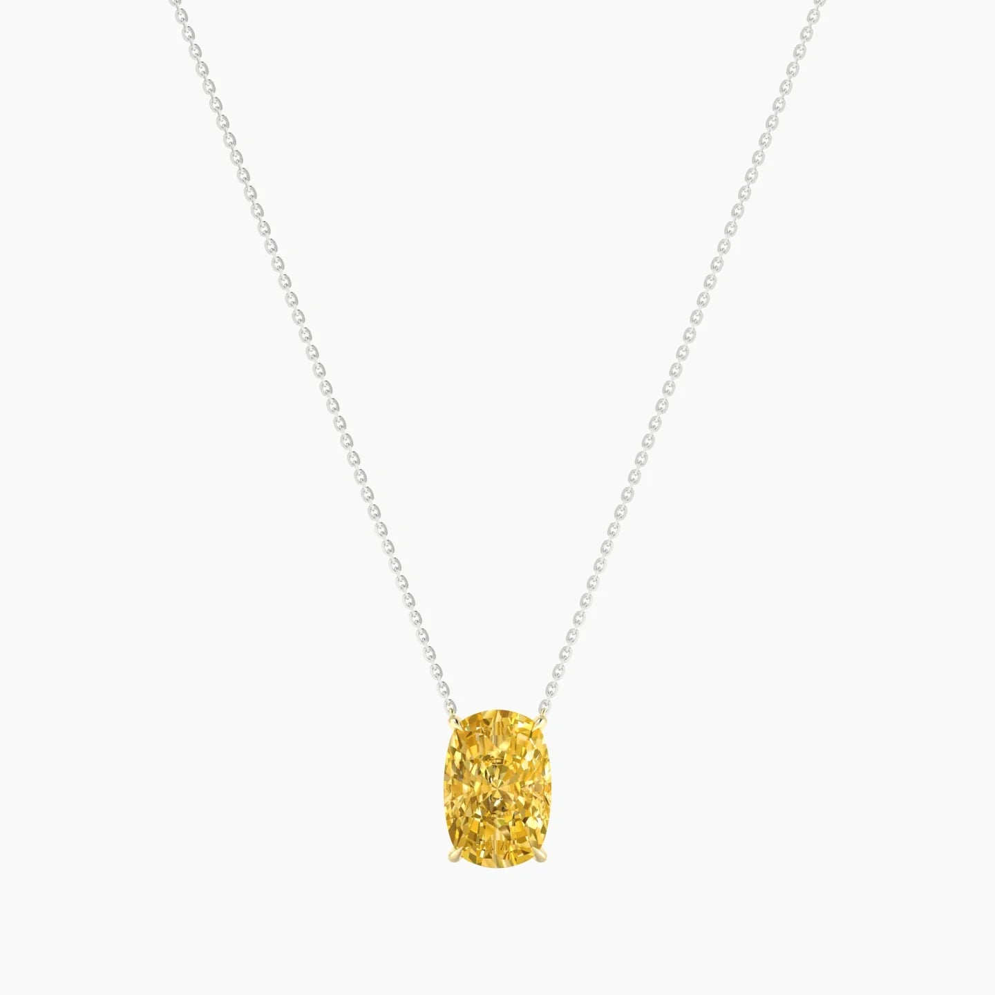 Solitaire | 18k White & Yellow Gold 5 ct Yellow Lab Diamond Cushion Cut Pendant