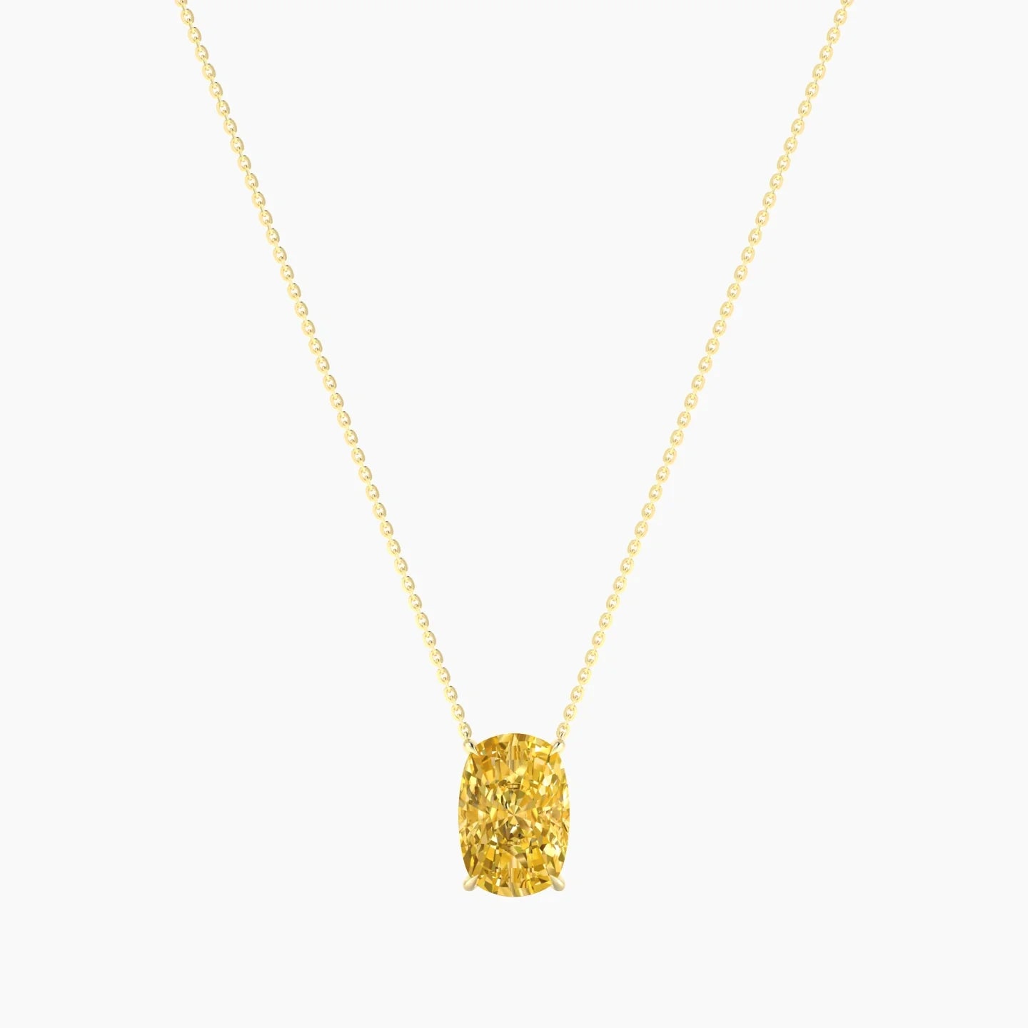 Solitaire | 18k Yellow Gold 5 ct Yellow Lab Diamond Cushion Cut Pendant