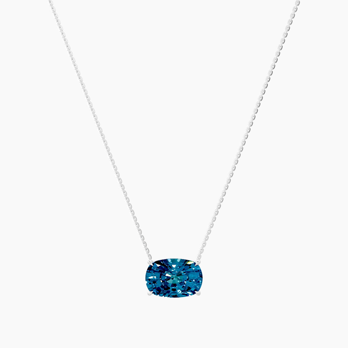 Solitaire | 18k White Gold 5 ct Blue Lab Diamond Cushion Pendant