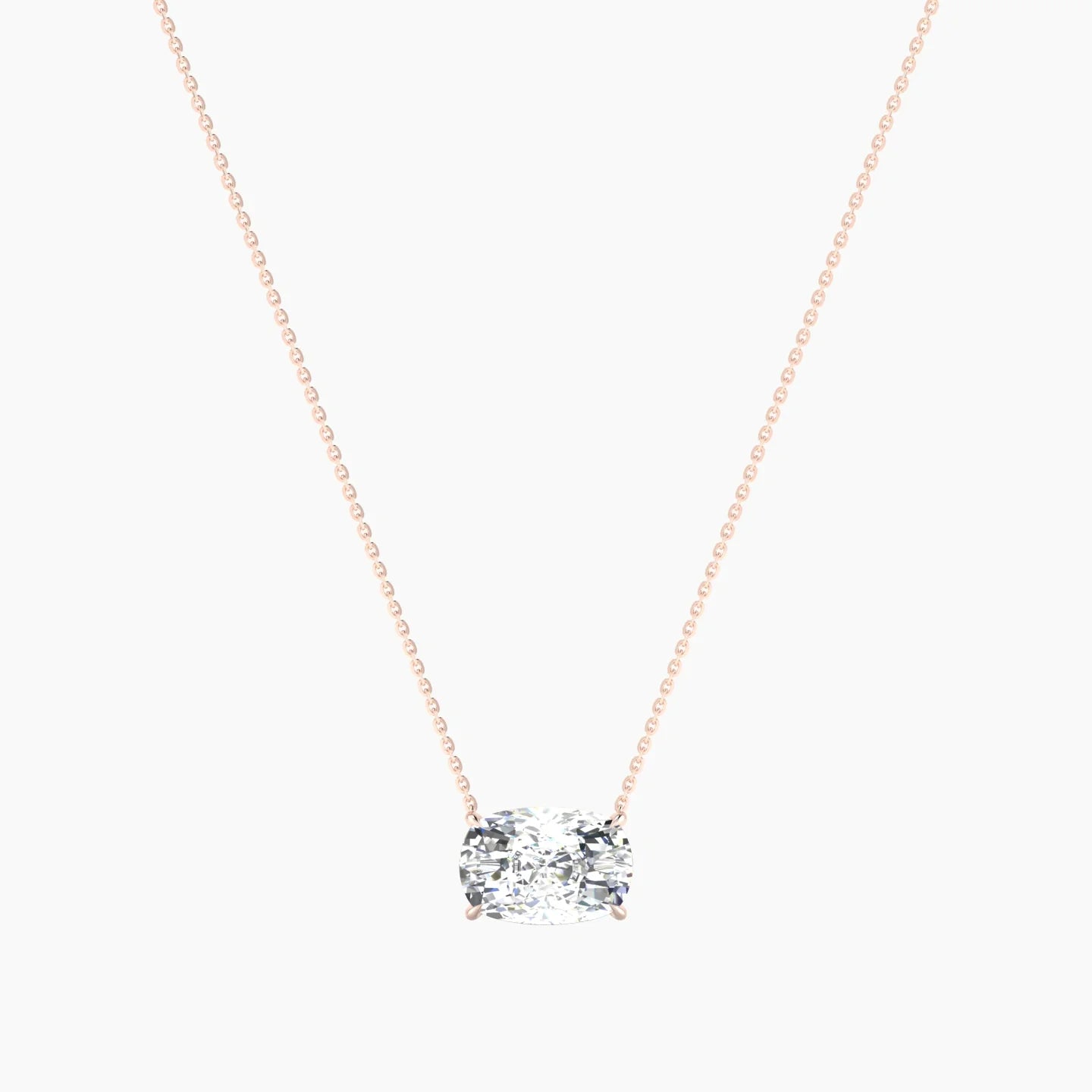 Solitaire | 18k Rose Gold 5 ct Lab Diamond Cushion Cut Pendant