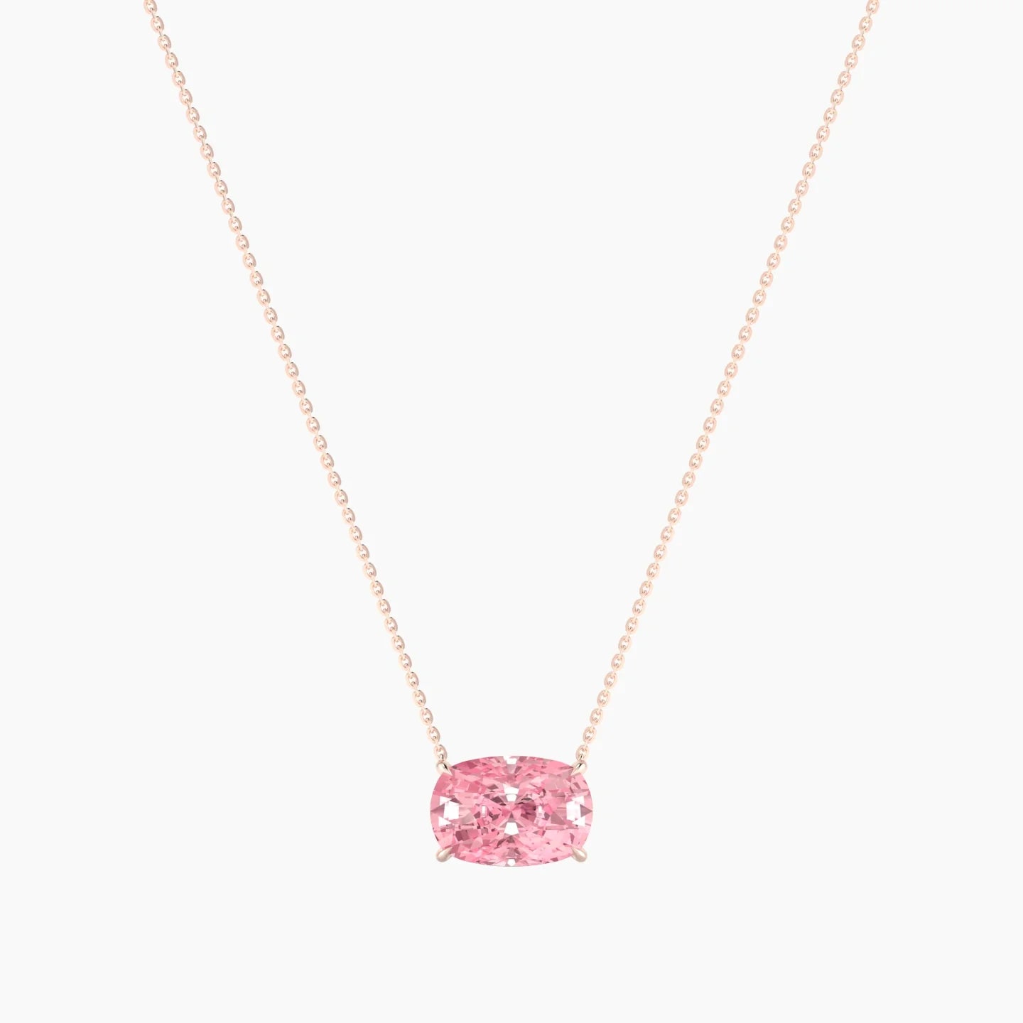 Solitaire | 18k Rose Gold 5 ct Pink Lab Diamond Cushion Cut Pendant