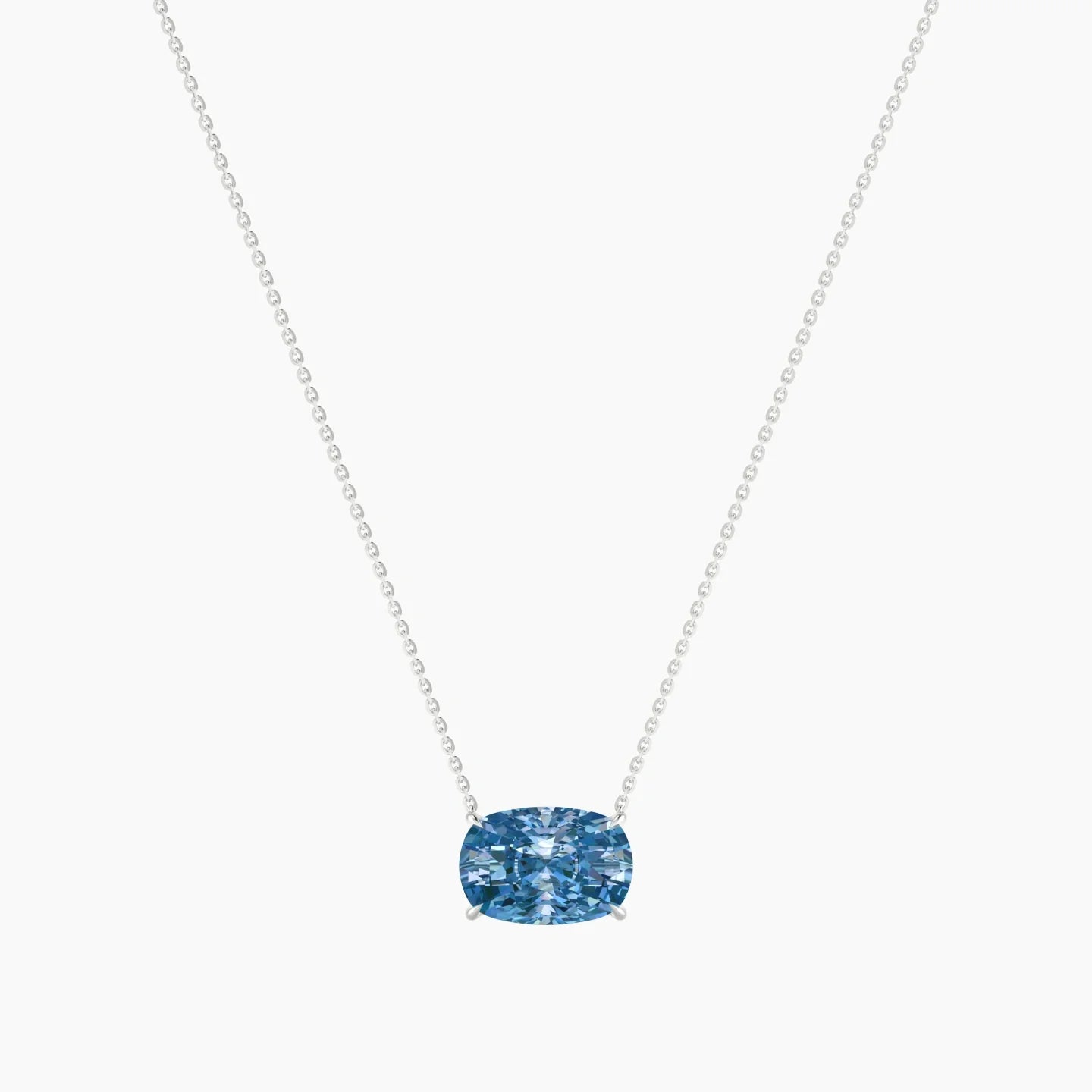 Solitaire | 18k White Gold 5 ct Blue Lab Diamond Cushion Cut Pendant