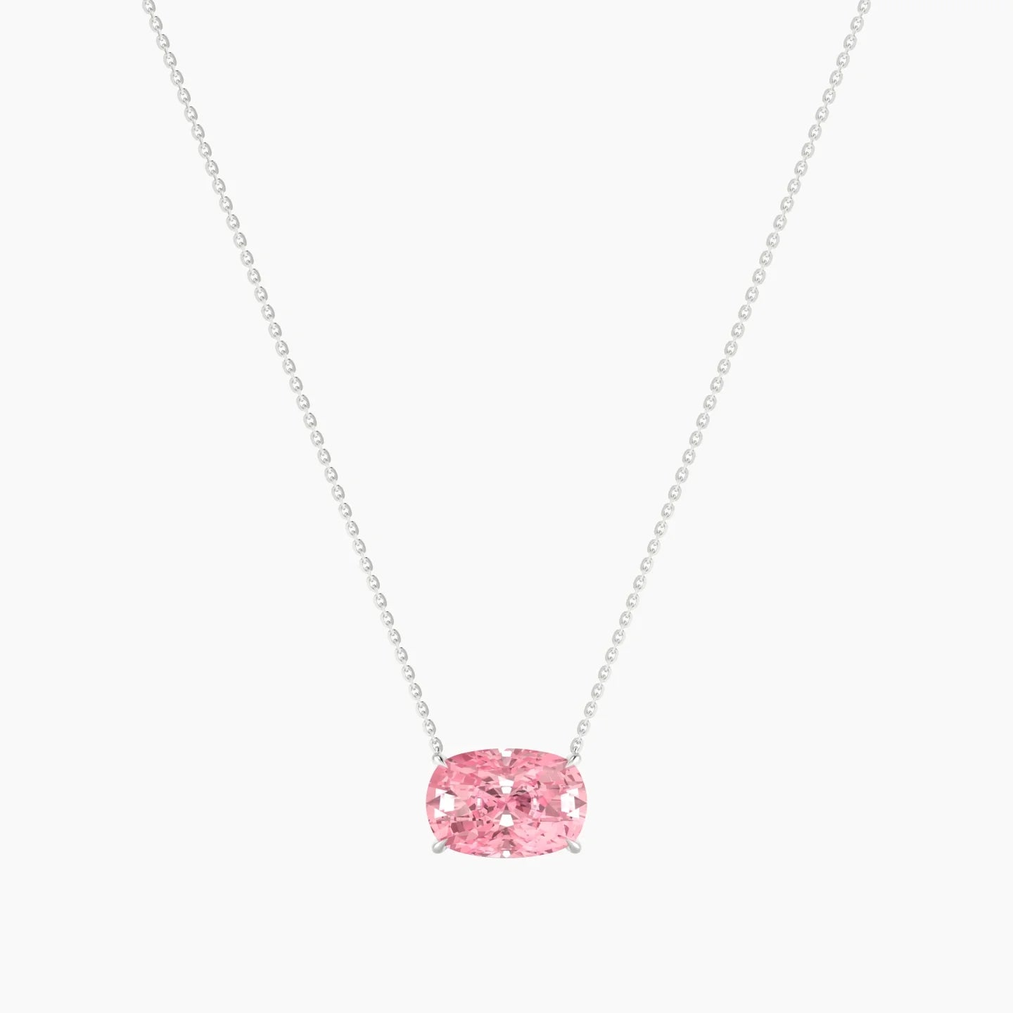 Solitaire | 18k White Gold 5 ct Pink Lab Diamond Cushion Cut Pendant
