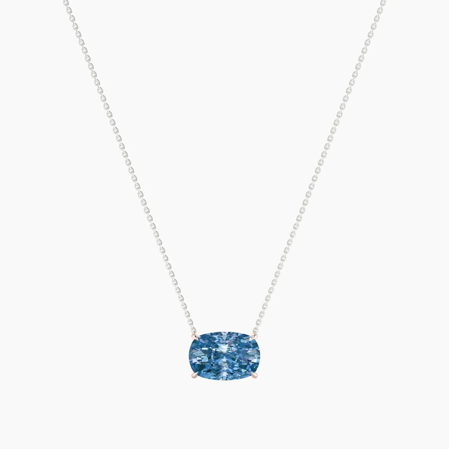 Solitaire | 18k White & Rose Gold 5 ct Blue Lab Diamond Cushion Cut Pendant