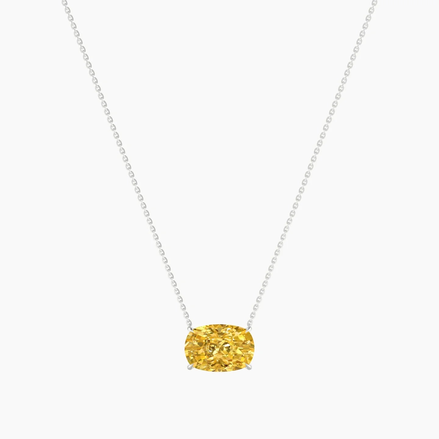 Solitaire | 18k White Gold 5 ct Yellow Lab Diamond Cushion Cut Pendant