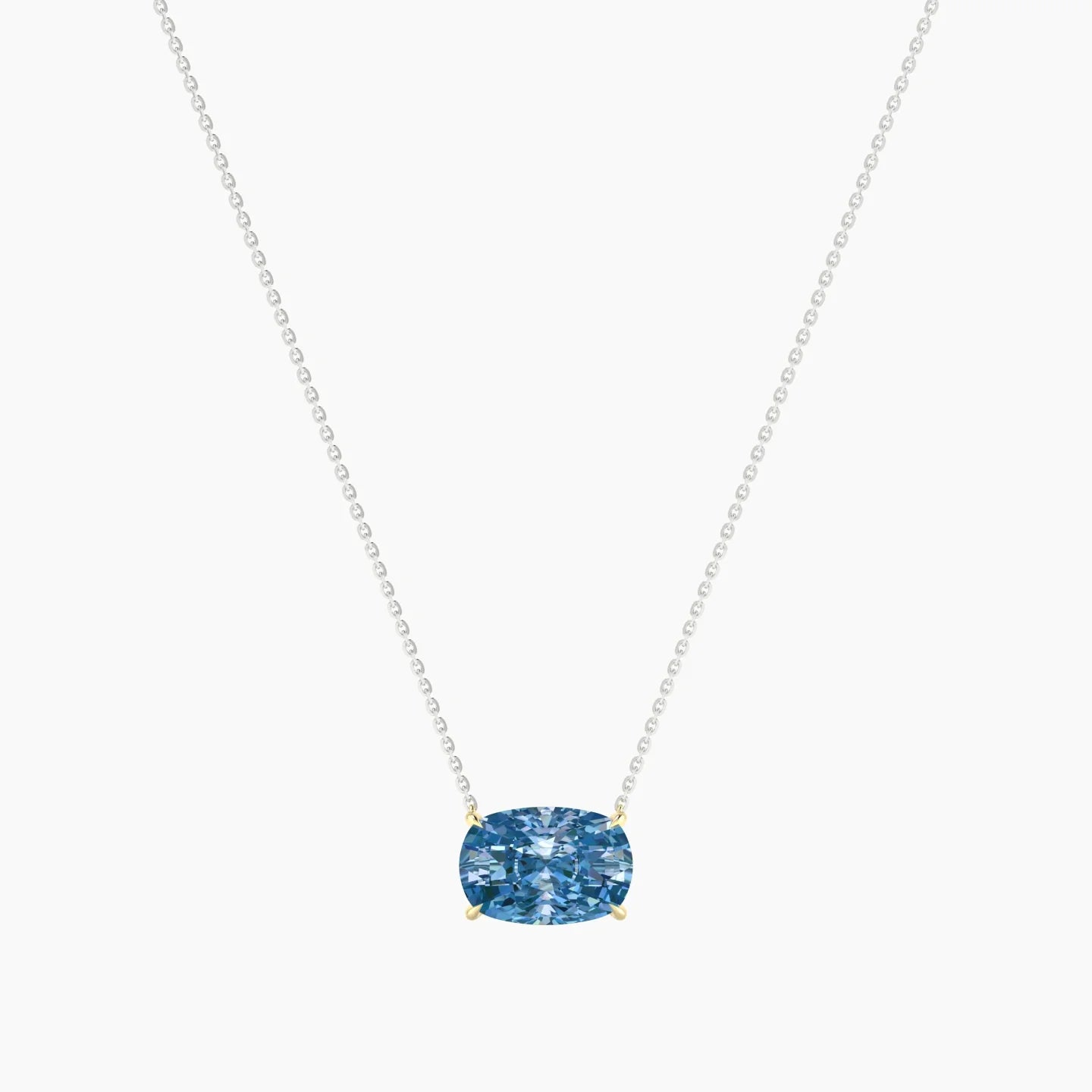 Solitaire | 18k White & Yellow Gold 5 ct Blue Lab Diamond Cushion Cut Pendant