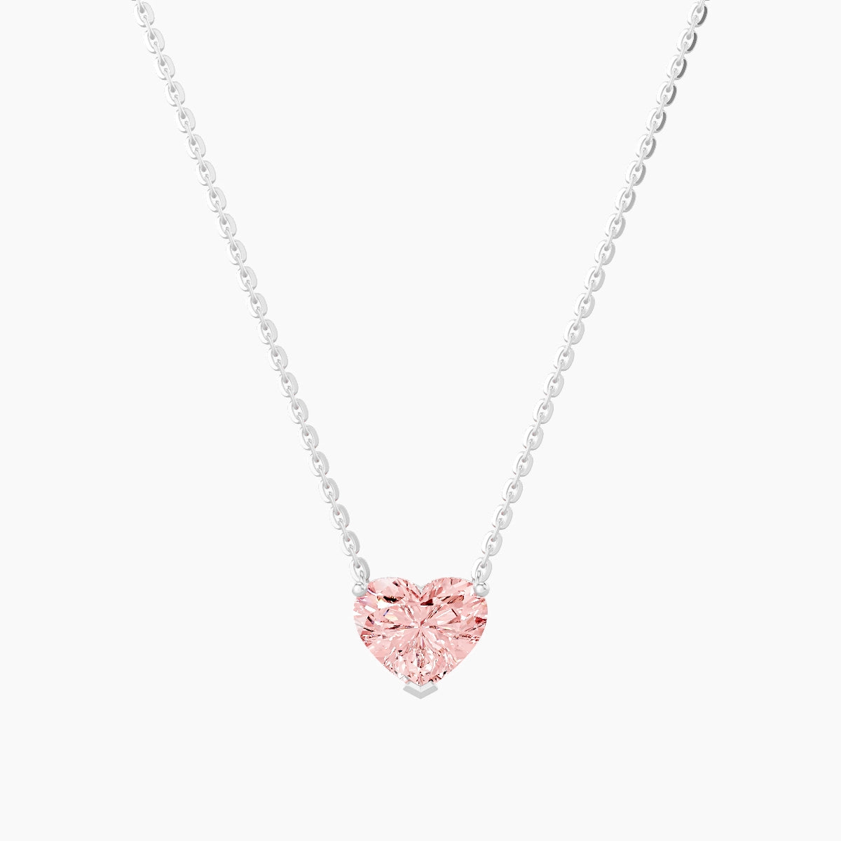Solitaire | 18k White Gold 1 ct Pink Lab Diamond Heart Pendant
