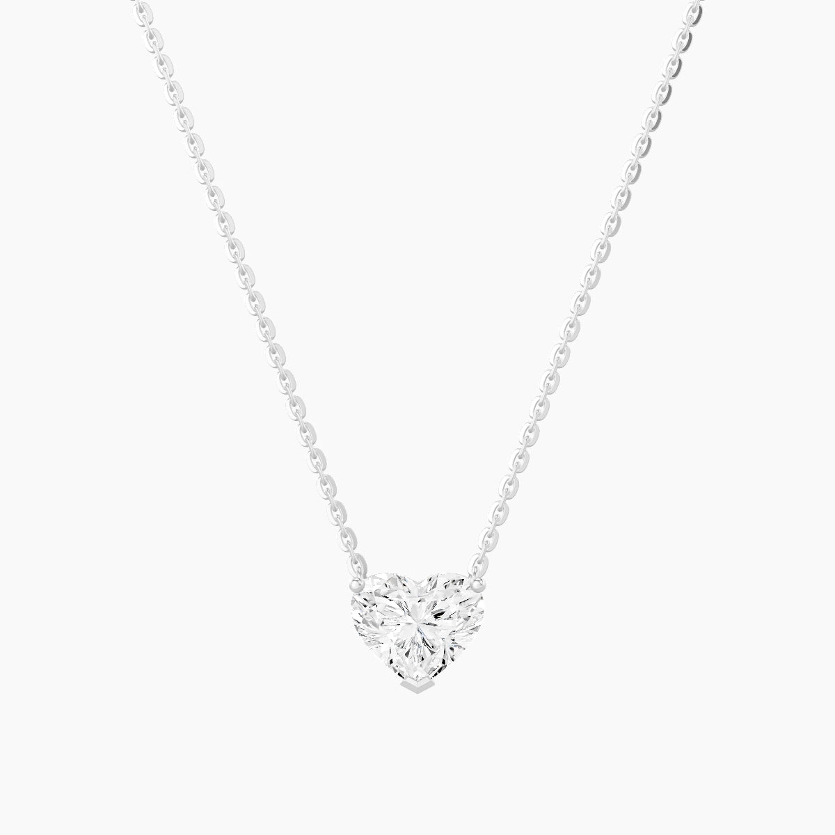 Solitaire | 18k White Gold 1 ct White Lab Diamond Heart Pendant