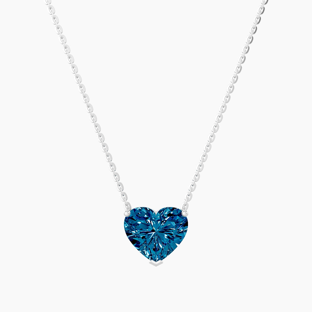 Solitaire | 18k White Gold 2 ct Blue Lab Diamond Heart Pendant