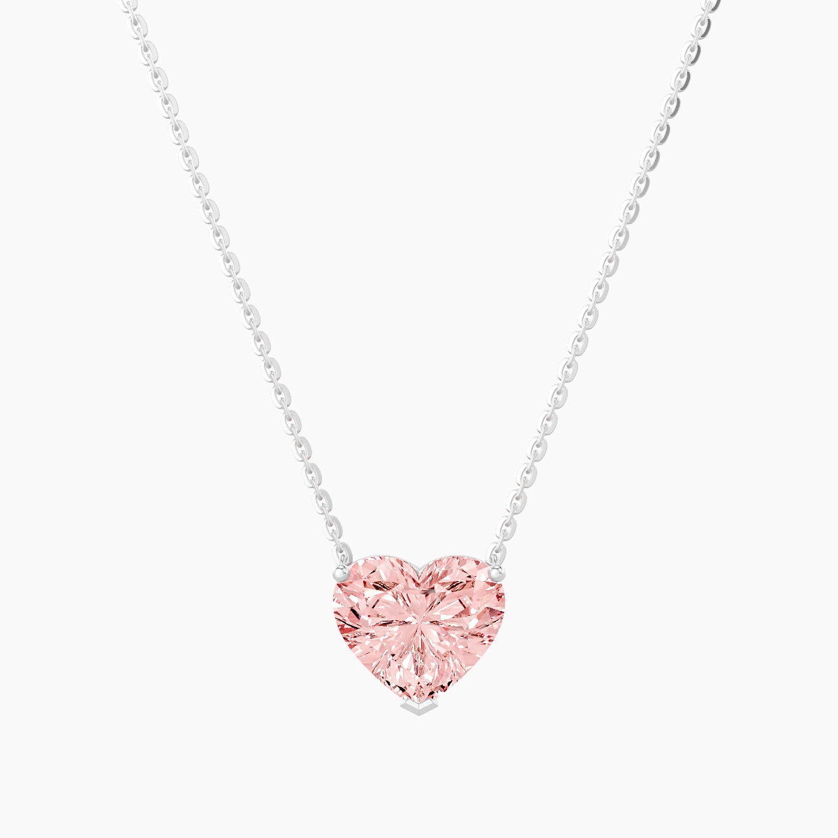 Solitaire | 18k White Gold 2 ct Pink Lab Diamond Heart Pendant