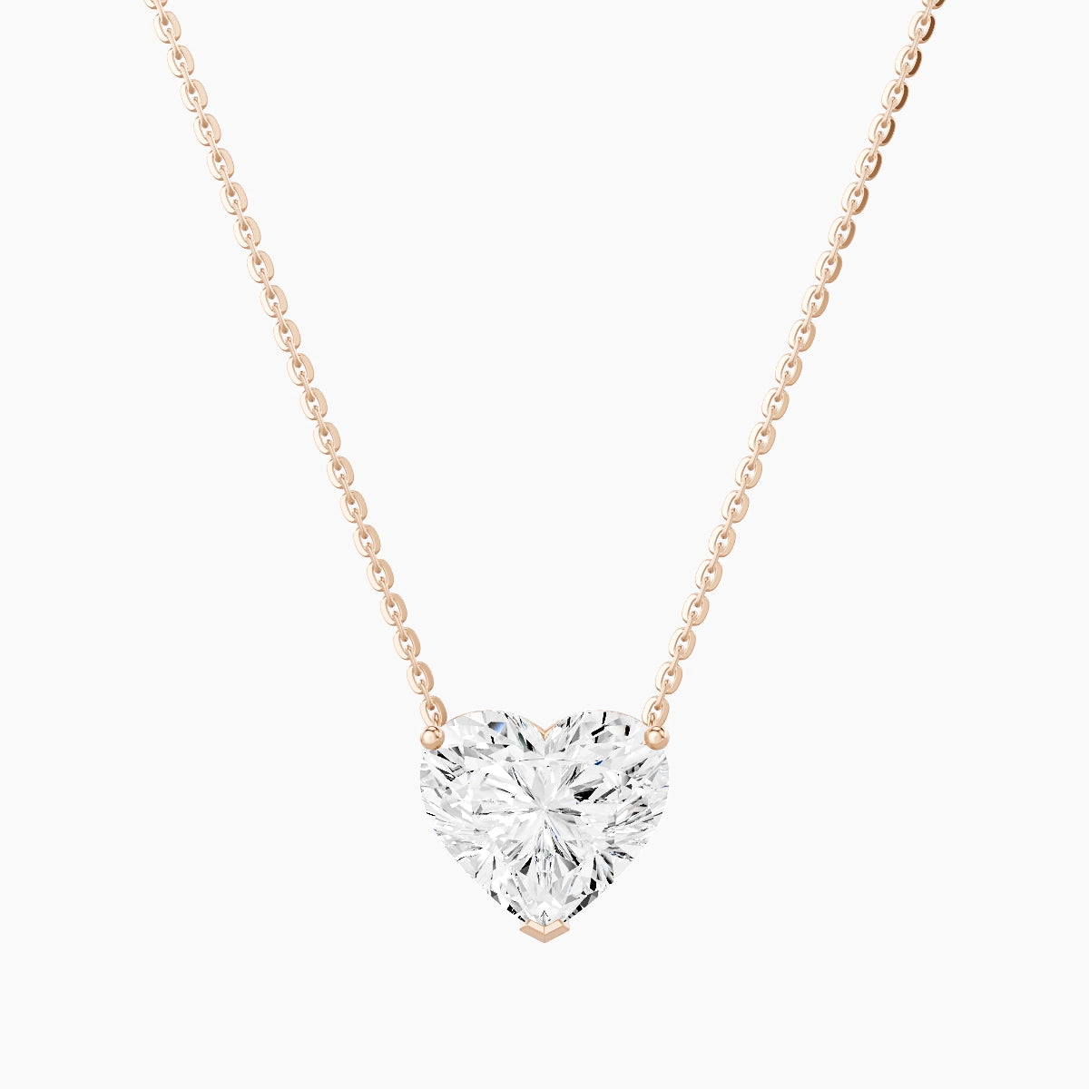 Solitaire | 18k Rose Gold 3 ct White Lab Diamond Heart Pendant