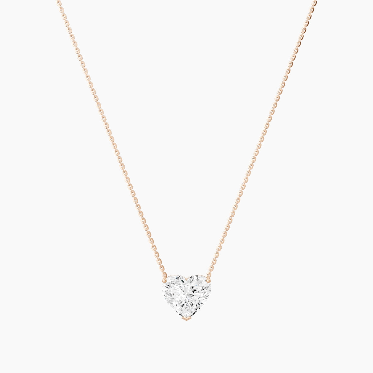 Solitaire | 18k Rose Gold 3 ct White Lab Diamond Heart Pendant