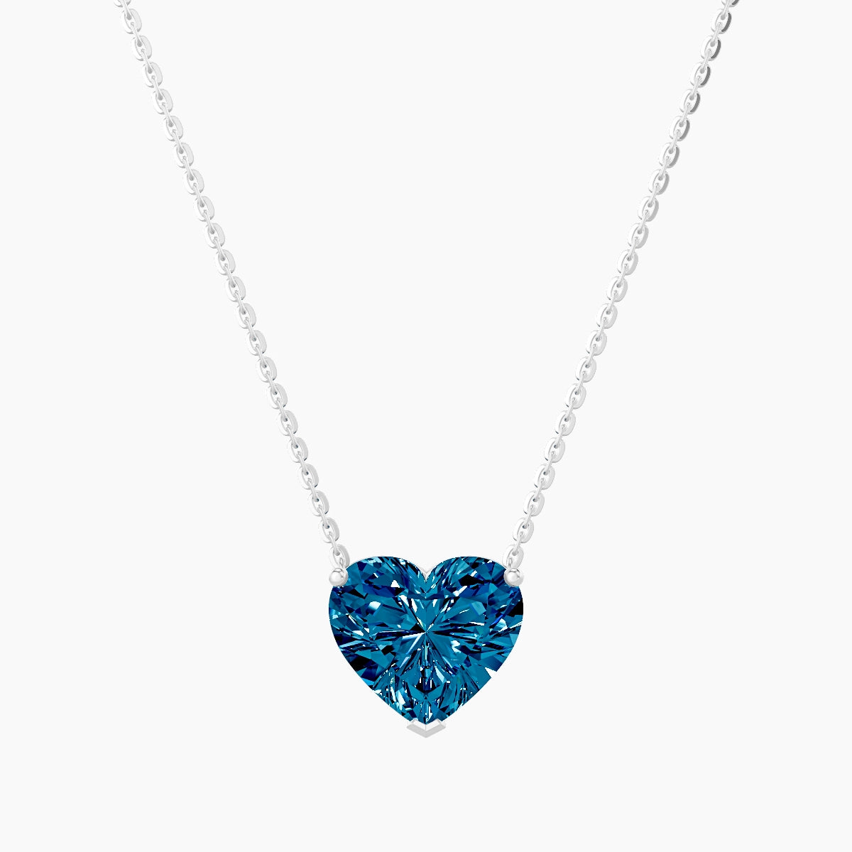 Solitaire | 18k White Gold 3 ct Blue Lab Diamond Heart Pendant