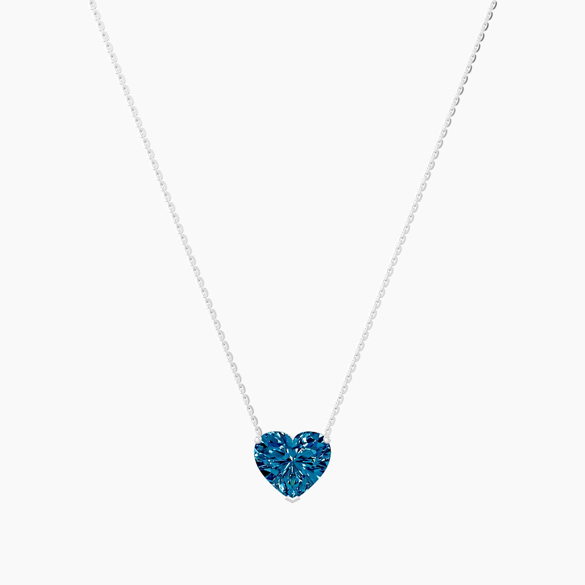Solitaire | 18k White Gold 3 ct Blue Lab Diamond Heart Pendant