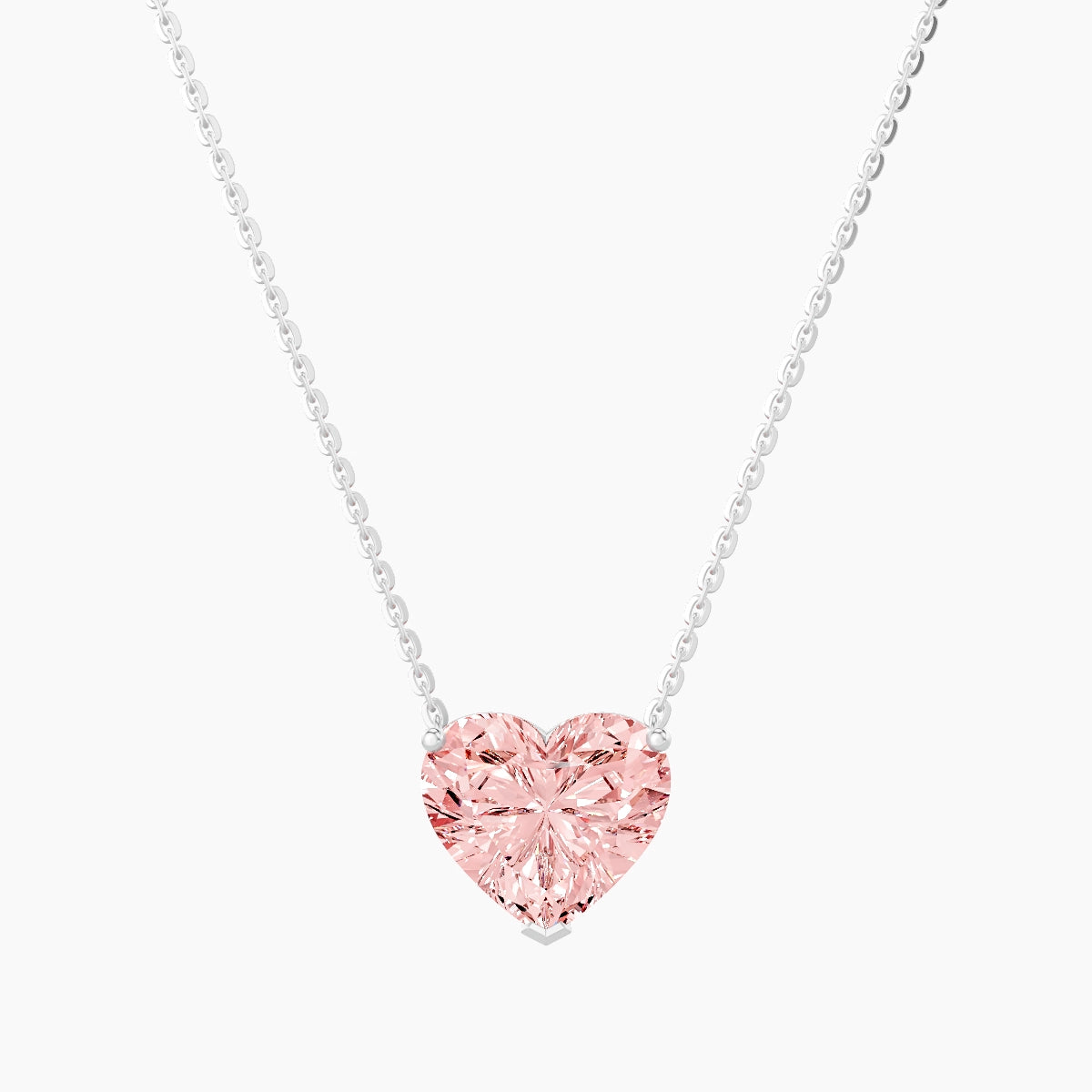 Solitaire | 18k White Gold 3 ct Pink Lab Diamond Heart Pendant