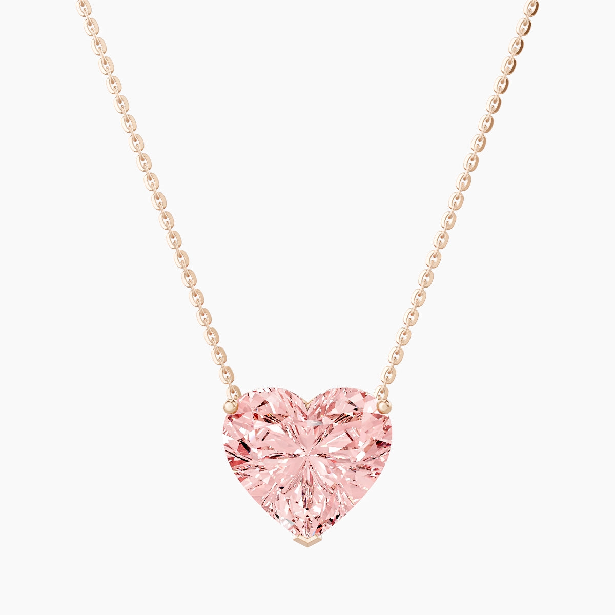 Solitaire | 18k Rose Gold 5 ct Pink Lab Diamond Heart Pendant