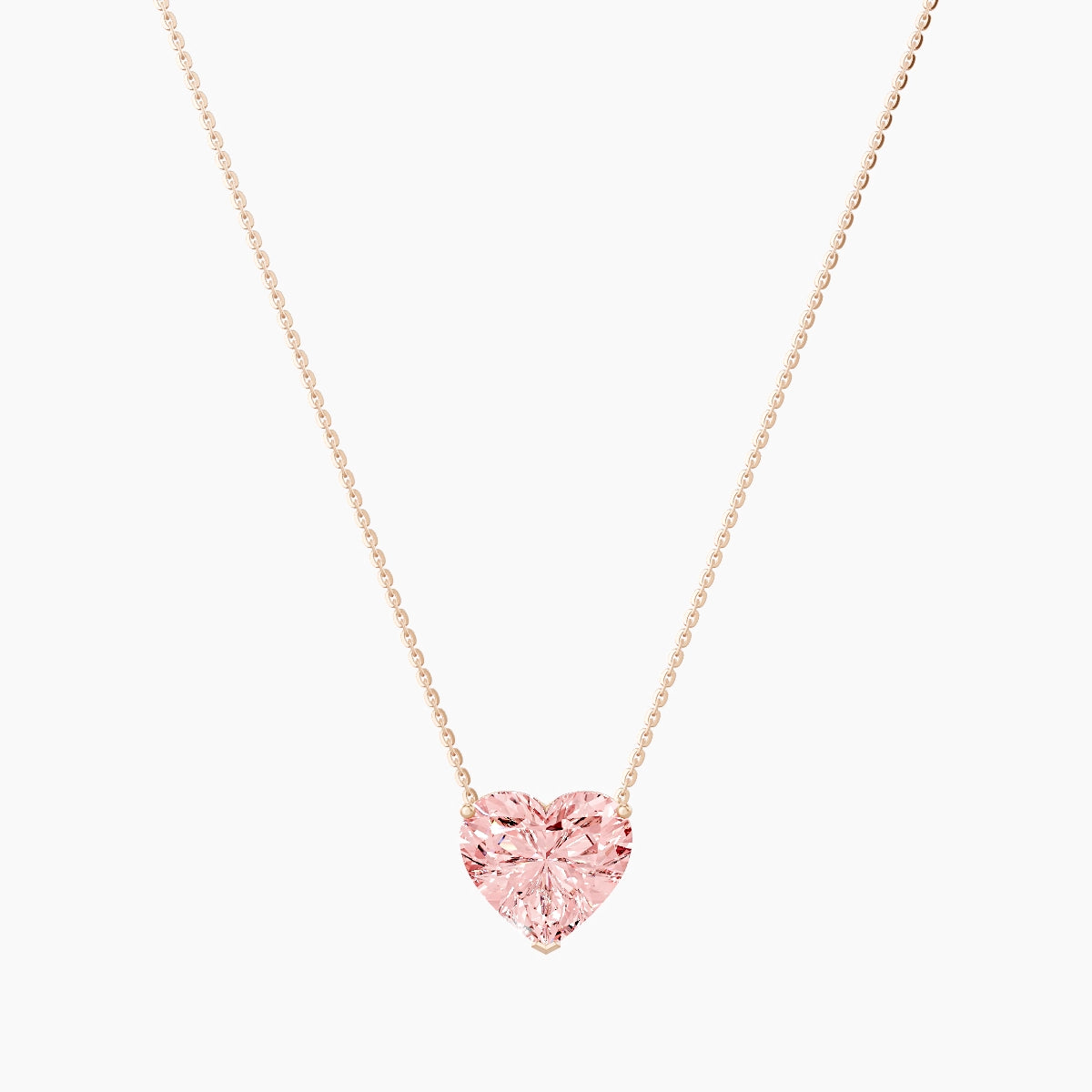 Solitaire | 18k Rose Gold 5 ct Pink Lab Diamond Heart Pendant